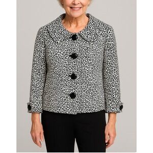 Charles Gray Petite Animal Print Sweetheart Neck 3/4 Sleeve Jacket XS Petite‎